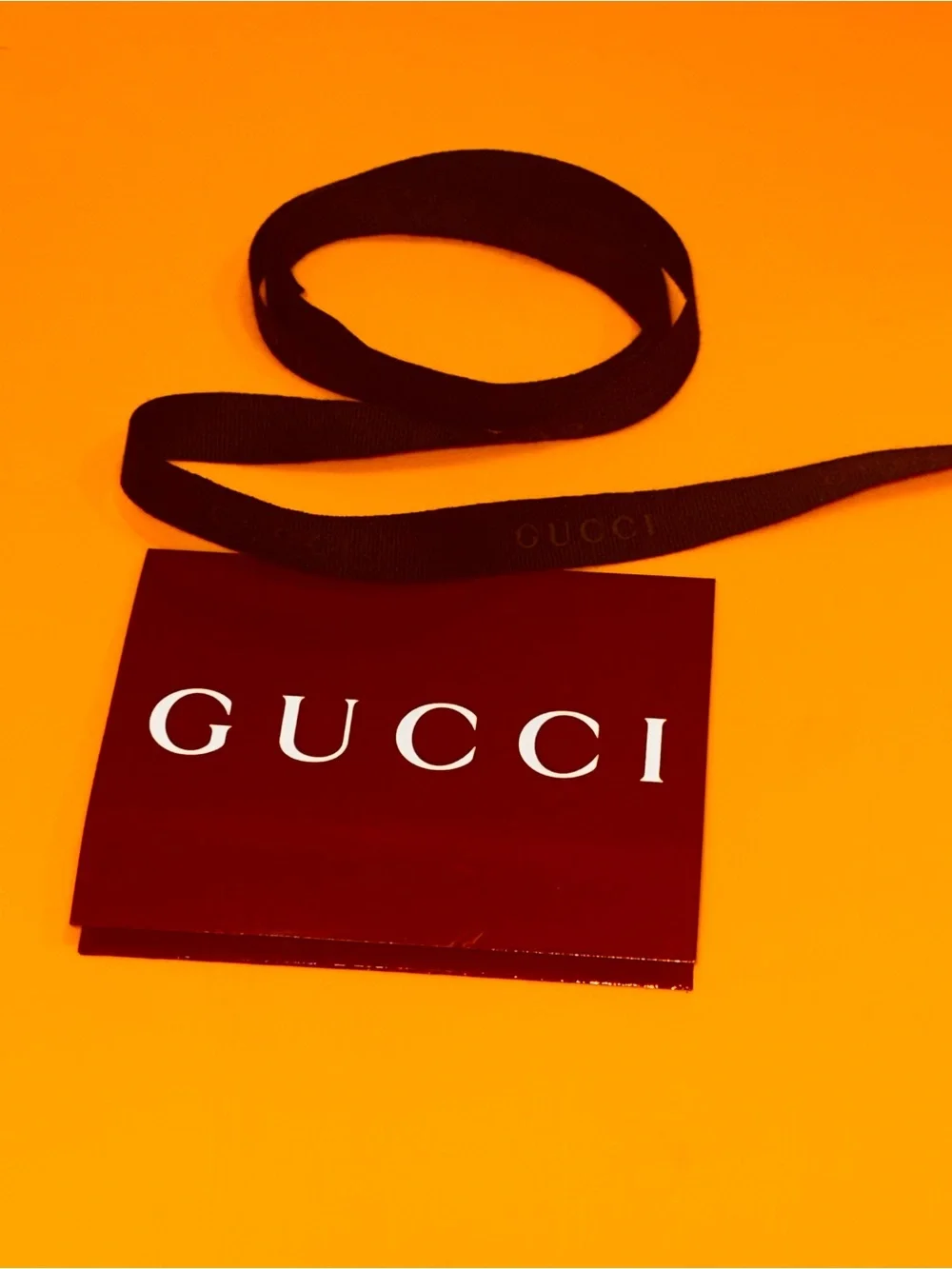 Gucci Black Ribbon 65 Long and Maroon Receipt Card Holder Authentic